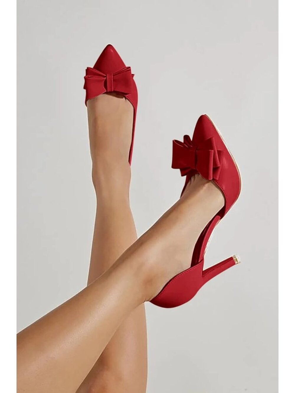 Women's Wine Red Pointed Toe Closed Stiletto Slip On Bow Imported Heels Shoes - Picture 2 of 6